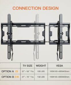 Alternative view of Perlegear Tilting TV Wall Mount for Most 37-75 inch TVs, Large Low Profile TV Mount Wall Bracket for Flat Curved LED LCD OLED TVs, Fits 16, 18, 24 Inch Studs Max VESA 600x400mm Support Up to 132lbs