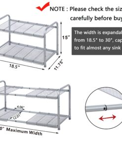 Alternative view of STORAGE MANIAC Under Sink 2 Tier Expandable (Width & Height) Shelf Organizer, Under Sink Organizer and Storage with 10 Removable Steel Panels for Kitchen, Bathroom - from 18.5 to 30 Inches, Silver