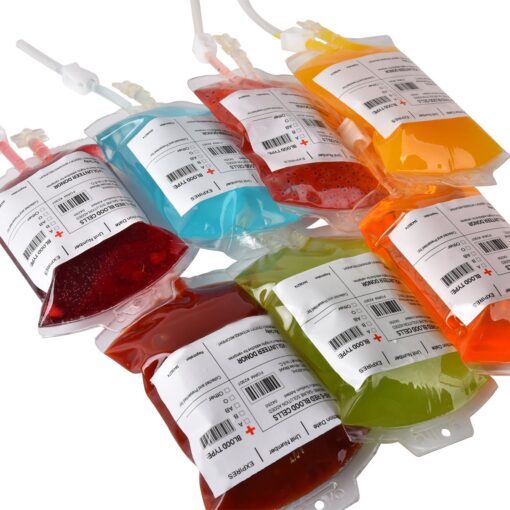 Amazlab Halloween Party Cups, Live Blood of Theme Parties- IV Blood Bag Drink Containers 11.5 FL Oz, Vampire/ Hospital/Halloween Theme Party Favors, Nurse Graduation Party Props (10Packs)