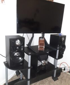 Furinno Turn-N-Tube Rounded Corner TV Entertainment Center, Black/Grey 6-Tiers with Round Corner 37 717hiKwV5pL