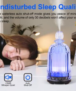 DOUDING Aroma Glass Diffuser for Essential Oil, Cool Mist Glass Humidifier with 7 LED Color Changing Light, Auto-Off Safety for Home Office Spa, 120ml(Black Base) Black Base 38 717i0nwR53L