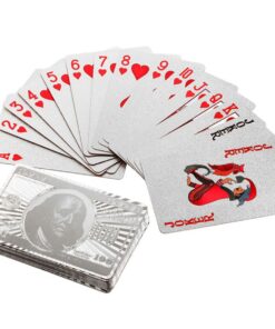 LLF Deck of 24k Silver Foil Plating Poker Plastic Playing Cards with Wood Box Includes Certificate of Authenticity $100 Benjamin Franklin 7 717iKn9PqbL
