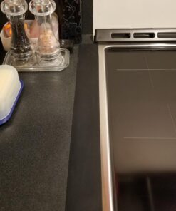 Capparis Kitchen Silicone Stove Counter Gap Cover, Easy Clean Heat Resistant Wide & Long Gap Filler, Seals Spills Between Counter, Stovetop, Oven, Washer & Dryer, Set of 2 (21 Inches, Black) 21 Inches 54 717jCpsGFLL