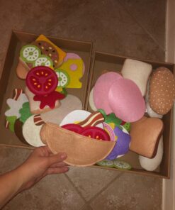 Melissa & Doug Felt Food Sandwich Play Food Set (33 pcs) - Felt Sandwich Play Set For Kids Kitchen, Pretend Play Sandwich, Felt Sandwich Toy For Toddlers Kids Ages 2+,Orange Felt Play Food 40 717jLor8TlL