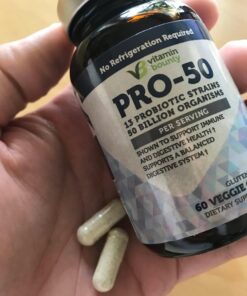 Vitamin Bounty Pro-50 Probiotics - 13 Probiotic Strains, Gut Health, Digestive Health, Probiotic for Women and Men, Delayed Release Capsule with Prebiotic Greens - 60 Capsules 60 Count (Pack of 1) 36 717jcs6gXsL