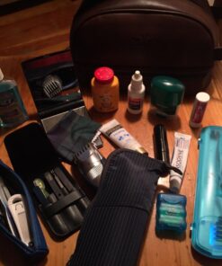 Vetell Classic Men's Leather Toiletry Bag and Dopp Kit with Upper and Lower Zippered Compartments, 2 Mesh Bottle Pouches, and Carrying Handle - The Best Gift for Men. 44 717lIUdGc8L