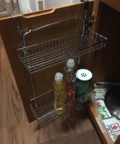 mDesign Steel Over Cabinet Kitchen Storage Organizer Holder or Basket - Hang Over Cabinet Doors in Kitchen, Pantry, Bathroom - Holds Dish Soap, Window Cleaner - Concerto Collection - Chrome Pack of 1 39 717lPMmnu1L