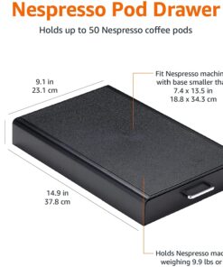 Alternative view of Amazon Basics Nespresso OriginalLine Coffee Pod with 1 Storage Drawer Holder, 50 Capsule Capacity, Black