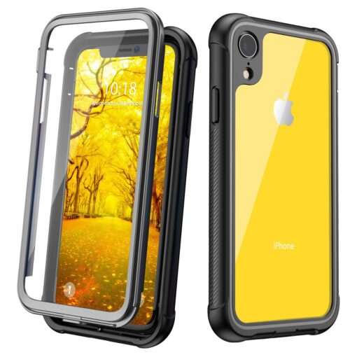 Justcool Designed for iPhone XR Case, [10 FT Military Grade Drop Protection][Not Yellowing][with 2 Pcs Tempered Glass Screen Protectors] Slim Thin Case (Clear) Clear