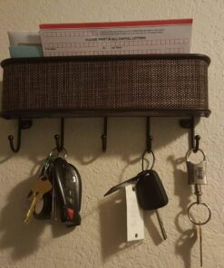 iDesign Twillo Mail and Key Holder, Decorative Wall Mounted Key Rack Organizer Pocket and Letter Sorter Holder for Entryway, Kitchen, Mudroom, Home Office Organization, 10.5" x 2.5" x 4.5", Bronze Mail & Key Rack 40 717oKL2 idL