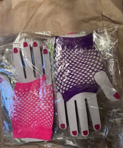 Fingerless Fishnet Neon Gloves for Parties, Costumes (12pk) 32 717oLUfYevL