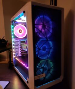 Fractal Design Meshify C - Compact Mid Tower Computer Case - Airflow/Cooling - 2X Fans Included - PSU Shroud - Modular Interior - Water-Cooling Ready - USB3.0 - Tempered Glass Side Panel - White TG 69 717pWvkd3L