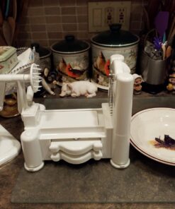 Paderno World Cuisine 3-Blade Vegetable Slicer / Spiralizer, Counter-Mounted and includes 3 Stainless Steel Blades White 47 717qicDPxJL