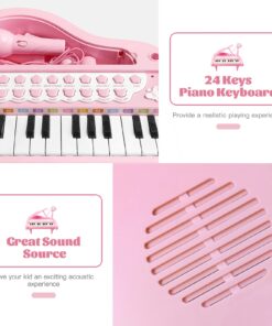 Love&Mini Piano Toy Keyboard for Kids Birthday Gift Age 1+ Pink 24 Keys Toddler Piano Music Toy Instruments with Microphone 24 Keys Pink 33 717sl6of8tL