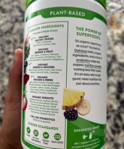 Orgain Organic Greens Powder + 50 Superfoods, Original - 1 Billion Probiotics for Gut Health, Antioxidants, Vegan, Plant Based, Gluten Free, Non GMO, Dairy Free Juice & Smoothie Mix - 0.62lb 20 Servings (Pack of 1) 30 717sr5xLZxL 1