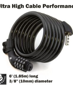 Etronic Bike Lock M6, Cable Lock 6 Feet Long Coiled Security Resettable Combo Combination Lock Bicycle Lock with Mounting Bracket Black 30 717szFHucKL