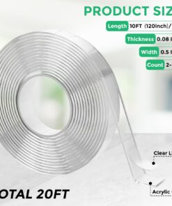 Alternative view of CREGEAR Double Sided Tape Heavy Duty (2 Rolls, Total 20FT), Strong Sticky Mounting Tape, Clear Adhesive Nano Tape, Two Sided Wall Tape Strips, Removable Poster Tape for Home, Office, Outdoor 0.5inch 10FT 2Pack
