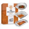Grill Basket - Yukon Glory™ 3-Piece Mini Grilling Basket Set - Stainless Steel Perforated Grill Baskets for Grilling Veggies Seafood and Meats Includes Grill Pan - Square Basket and Circular Basket 19 717trvPXqL