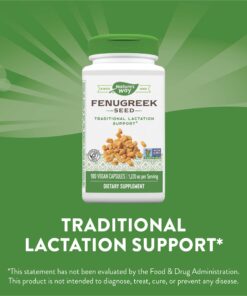 Nature's Way Fenugreek Seed, Traditional Lactation/Breastfeeding Support*, 1,130 mg, 180 Vegan Capsules 180 Count (Pack of 1) 25 717uDFjoVL