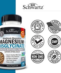 Magnesium Bisglycinate 100% Chelate No-Laxative Effect - Maximum Absorption & Bioavailability, Fully Reacted & Buffered - Healthy Energy Muscle Bone & Joint Support - Non-GMO Project Verified -180ct 27 717uNYGK9ML 3