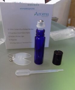 Cobalt Blue Glass Roller Bottles W/ Stainless Steel Balls For Essential Oils (12 Pack, 10ml Size) - Includes 12 Pipettes for Easy Transfer of Essential Oils 35 717uh k2zmL