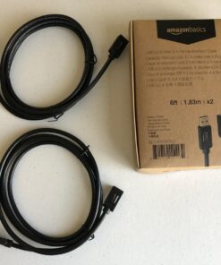 Amazon Basics 2-Pack USB-A 3.0 Extension Cable, 4.8Gbps High-Speed, Male to Female Gold-Plated Connectors, 6 Foot, Black 6 Feet 31 717ukhMPFJL