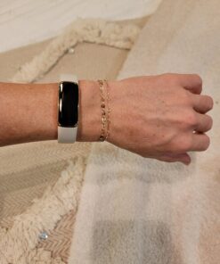 Fitbit Luxe-Fitness and Wellness-Tracker with Stress Management, Sleep-Tracking and 24/7 Heart Rate, One Size S L Bands Included, Lunar White/Soft Gold Stainless Steel, 1 Count Tracker 19 717vNbMeDL