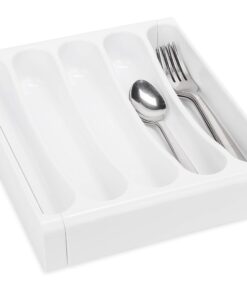 Camco Adjustable Cutlery Tray - Designed for RV and Compact Kitchen Drawers , Adjusts between 9" and 13" for An Easy Custom Fit -White (43503) White 11 717w9Jxc0VL