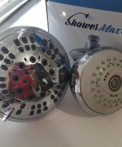 ShowerMaxx Luxury Spa Series Shower Head, 6 Spray Setting, 4.5 Inch Adjustable High Pressure Shower Head Fixture for Hard Water, 360-Degree Tilt Massage Shower System - Polished Chrome Shower Head 54 717wSYozvKL