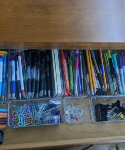 Vtopmart 25 PCS Clear Plastic Drawer Organizers Set, 4-Size Versatile Bathroom and Vanity Drawer Organizer Trays, Storage Bins for Makeup, Bedroom, Kitchen Gadgets Utensils and Office 57 717xLdNZiHL