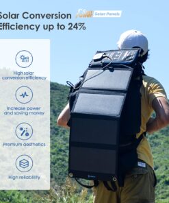 Solar Panels Charger with Digital Ammeter, BigBlue 28W SunPower Camping Solar Panel, Dual USB(5V/4A Overall), IPX4 Waterproof, Compatible with iPhone 13/11/Xs/X/8/7, iPad, Samsung Galaxy, Google Pixel Blue 41 717xlLdidvL