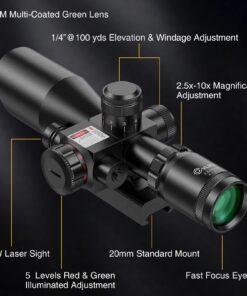 Alternative view of CVLIFE 2.5-10x40e Red & Green Illuminated Scope with 20mm Mount Red Laser