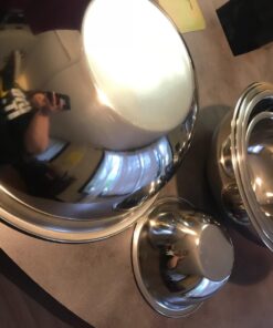 FineDine Stainless Steel Mixing Bowls (Set of 6) - Easy To Clean, Nesting Bowls for Space Saving Storage, Great for Cooking, Baking, Prepping 6 Pack 43 717yAFB21WL