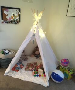 6' Giant Teepee Play House of Pine Wood with Carry Case by Trademark Innovations (White) 45 717yfDMBo0L 1