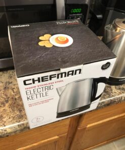 Chefman Stainless Steel Electric Kettle w/ 360° Swivel Base, Auto Shut Off & Boil Dry Protection, BPA-Free Interior and Cool-Touch Handle, 7+ Cup Capacity, 1.7 Liter, 1500W 59 717zlq7NO2L