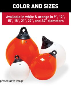 TAYLOR MADE PRODUCTS Taylor Made Tuff End Buoy, White (12") – Flexible, Strong, Marine-Grade Vinyl Buoy for 25-40 Foot Boats – Easy-to-use, Trivalve™ Inflates with Standard Ball Pump – 2020108080 Color - White 12" Diameter 11 718 F5Vy3YL