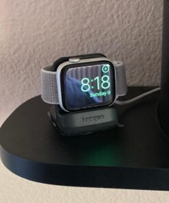 Spigen S350 Designed for Apple Watch Charger Stand Apple Watch Ultra 2/Apple Watch Ultra, Series 9/8/SE2/7/6/SE/5/4/3/2/1 49/45/44/42/41/40/38mm Durable TPU with Non-Slip Stable Base - Black 68 718 PEqBIL