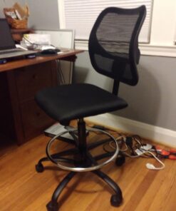 Safco Products Vue Mesh Extended-Height Chair 3395BL with Ergonomic Mesh Back, Black, Cool Comfort and Adjustable Height, 250 lbs Capacity Mesh Seat Extended Height 20 71813D23dGL