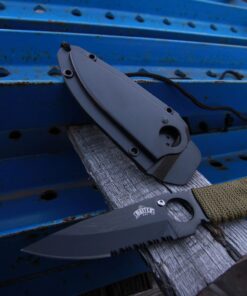 Alternative view of Master USA MU-1121 Series Tactical Fixed Blade Neck Knife, Half-Serrated Blade, 6-3/4-Inch Overall Cord Handle Olive Green