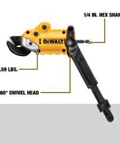 DEWALT Metal Shear/Cutter Drill Attachment, Impact Ready, 360 Degree Pivoting Head, Cuts 18GA Material (DWASHRIR) Shears Attachment 18 7182CsfRLAL