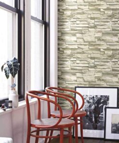 RoomMates RMK9026WP Natural Stacked Stone Peel and Stick Wallpaper Light Gray 33 7182NhPzK L