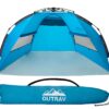 Outrav Pop Up Beach Tent - Quick and Easy Set Up, Family Size, Portable Sun and Water Shelter and Shade Canopy - for Fishing, Camping, Hiking and Outdoor Activities Blue