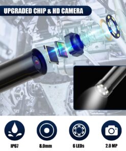 Alternative view of BlueFire Semi-Rigid Flexible Wireless Endoscope IP67 Waterproof WiFi Borescope 2 MP HD Resolutions Inspection Camera Snake Camera for Android and iOS Smartphone, iPhone, Samsung, iPad, Tablet (33FT) 33FT