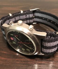 Benchmark Basics Nylon Watch Band - Waterproof Ballistic Nylon One-Piece Military Watch Straps for Men & Women - Choice of Color & Width - 18mm, 20mm, 22mm or 24mm Black / Grey Bond Striped 35 7184oCDR5PL