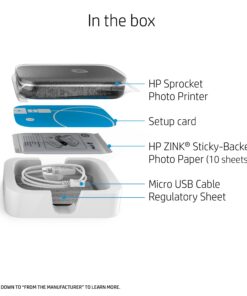 HP Sprocket Portable Color Photo Printer, Print Social Media Photos on 2x3" Sticky-Backed Paper - Black (X7N08A) 44 71854q7oX0L
