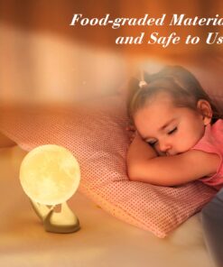 Mydethun Moon Lamp - Home Décor, Mood Lighting with Brightness Control, LED Night Light, Bedroom, Sleep Training Meditation,Birthday Gifts for Kids Women, Ceramic Hand Base, 3.5", White & Yellow 3.5 inch 24 7185Jt 8J3L 1