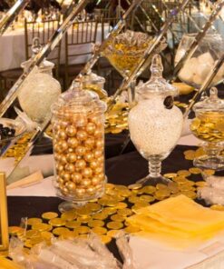 MyGift Set of 3 Deluxe Glass Apothecary Jars, Decorative Bathroom Storage Home Decor and Kitchen Centerpieces 20 71876KE2mL