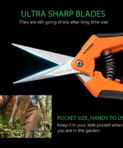 VIVOSUN 6.5 Inch Gardening Scissors Hand Pruner Pruning Shear with Straight Stainless Steel Blades Orange 1-Pack Straight Blade 28 7187g6 2EOL