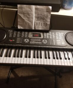 Hamzer 61-Key Electronic Piano Electric Organ Music Keyboard with Stand, Microphone, & Sticker Sheet - Black 30 71889mBKrCL