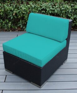 Ohana 7-Piece Outdoor Patio Furniture Sectional Conversation Set, Black Wicker with Turquoise Cushions - No Assembly with Free Patio Cover 15 7188gKMkboL
